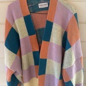 First Love Colorblock Patchwork Open Cardigan - Multicolor XL
